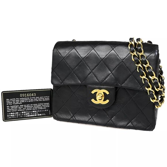 CHANEL CC Mini Matelasse Chain Shoulder Bag Leather Black GHW Vintage - Picture 1 of 16
